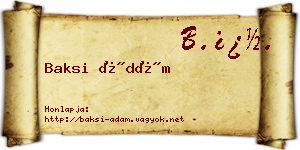 Baksi Ádám névjegykártya